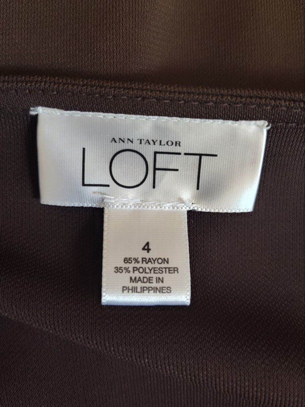 Loft Chocolate Brown Classic Elevated Basic Midi Wrap Dress | Tie Waist | Sz 4 - Picture 3 of 4